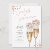 Petals en Prosecco Script Blush Vrijgezellenfeest Kaart (Voorkant)