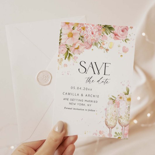 Petals en Prosecco slaan de datum op Save The Date