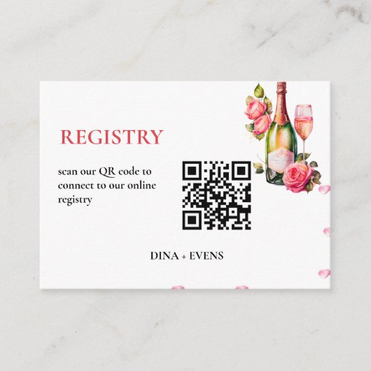 Petals en Prosecco Trouwregister QR CODE Informatiekaartje (Voorkant)