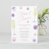 Petals en Prosecco Vrijgezellenfeest Brunch Party Kaart (Staand voorkant)