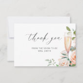 Petals en Prosecco Vrijgezellenfeest Dank u Kaart (Voorkant)