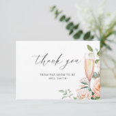 Petals en Prosecco Vrijgezellenfeest Dank u Kaart (Staand voorkant)