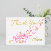 Petals en Prosecco Vrijgezellenfeest Dank u kaart (Staand Voorkant)