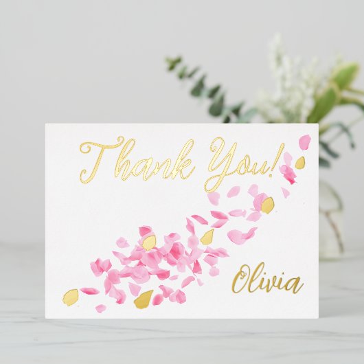 Petals en Prosecco Vrijgezellenfeest Dank u kaart (Staand Voorkant)