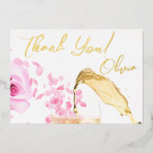 Petals en Prosecco Vrijgezellenfeest Dank u kaart (Voorkant)