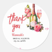 Petals en Prosecco Vrijgezellenfeest Dank u Ronde Sticker (Voorkant)