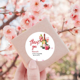 Petals en Prosecco Vrijgezellenfeest Dank u Ronde Sticker