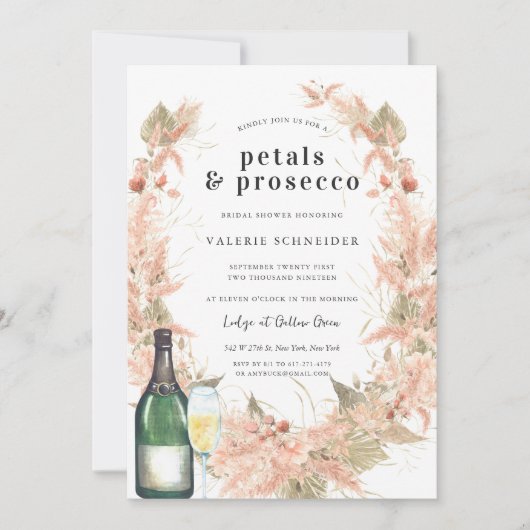 Petals en Prosecco | Vrijgezellenfeest Floral Cham Kaart (Voorkant)