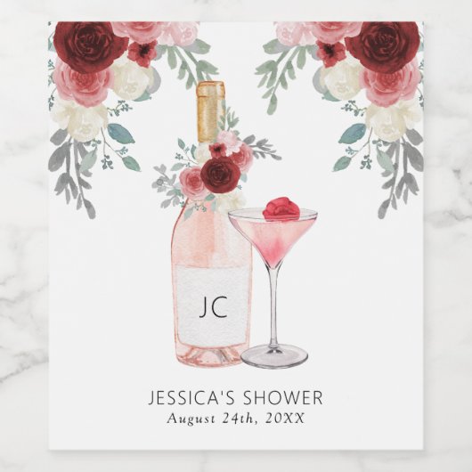 Petals en Prosecco Vrijgezellenfeest Gift Labels Wijn Etiket (Enkel label)