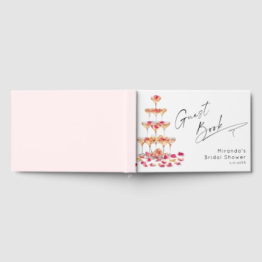 Petals en Prosecco Vrijgezellenfeest Heet roze Gastenboek (Volledig)
