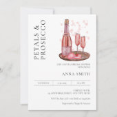 Petals en Prosecco Vrijgezellenfeest Moderne Minim Kaart (Voorkant)