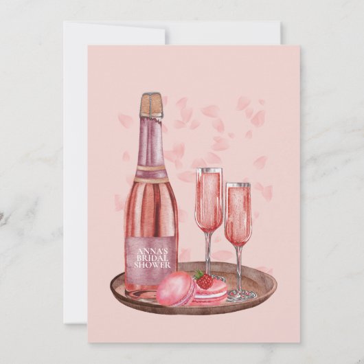 Petals en Prosecco Vrijgezellenfeest Moderne Minim Kaart (Achterkant)