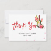 Petals en Prosecco Vrijgezellenfeest Party Dank u Kaart (Voorkant)
