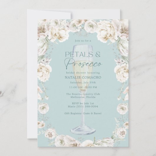 Petals en Prosecco Vrijgezellenfeest Party Kaart (Voorkant)