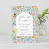 Petals en Prosecco Vrijgezellenfeest Party Kaart (Staand voorkant)