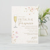 Petals en Prosecco Vrijgezellenfeest Party Kaart (Staand voorkant)