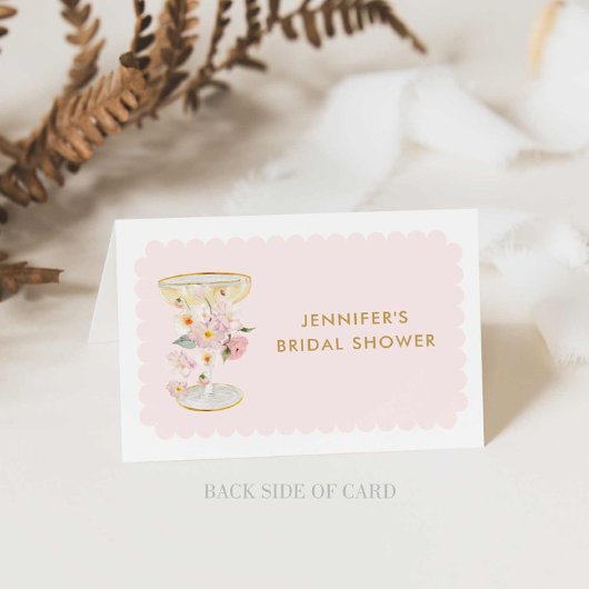 Petals en Prosecco Vrijgezellenfeest Place Cards Kaart