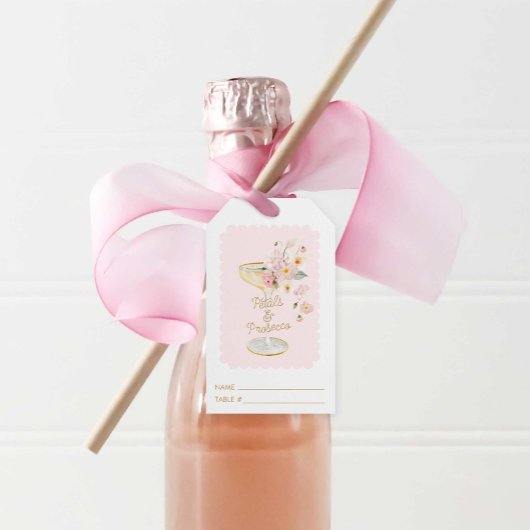 Petals en Prosecco Vrijgezellenfeest Tafel Plaats  Cadeaulabel
