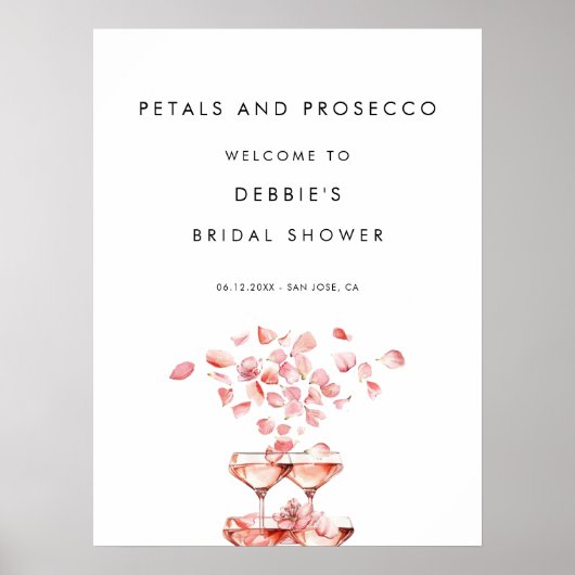 Petals en Prosecco Vrijgezellenfeest Welkom Poster (Voorkant)