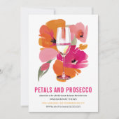 Petals en Prosecco Vrijgezellenfeest Zwart Kaart (Voorkant)