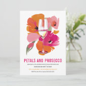 Petals en Prosecco Vrijgezellenfeest Zwart Kaart (Staand voorkant)