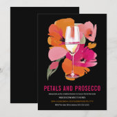 Petals en Prosecco Vrijgezellenfeest Zwart Kaart (Voorkant / Achterkant)