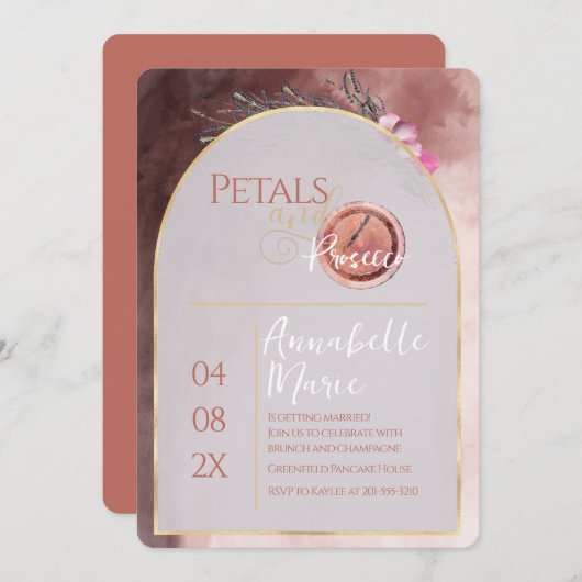 Petals en Prosecco Wedding Shower Save The Date (Voorkant / Achterkant)