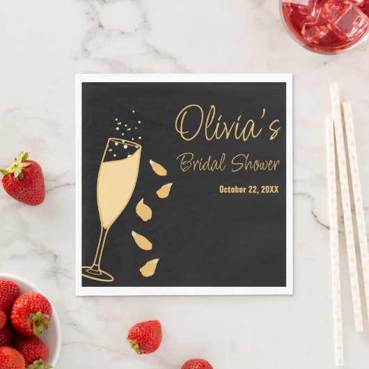 Petals en Prosecco Zwart Vrijgezellenfeesten serve Servet (Insitu)