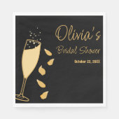 Petals en Prosecco Zwart Vrijgezellenfeesten serve Servet (Voorkant)