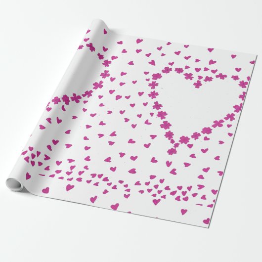 Petals Heart Wrapping Paper Cadeaupapier (Uitgerold)
