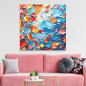 Petals in Motion – Expressive Abstract Floral Canvas Afdruk (Insitu (Woonkamer))