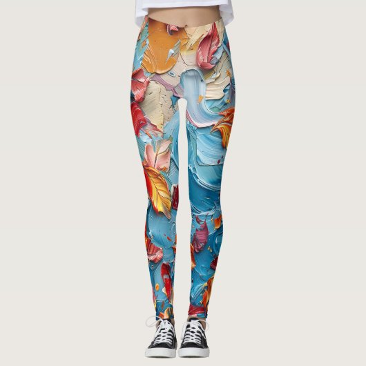 Petals in Motion – Expressive Abstract Floral Leggings (Voorkant)