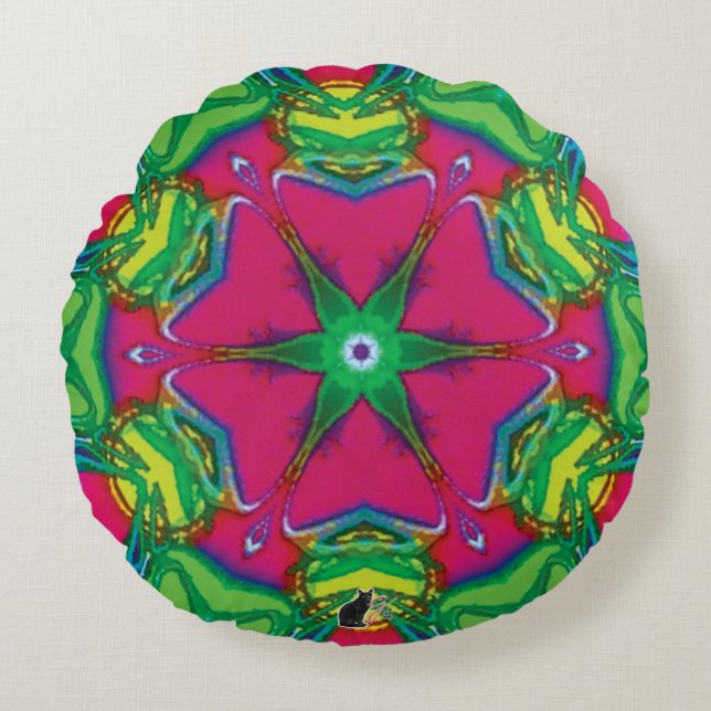 Petals Kaleidoscope Rond Kussen (Voorkant)
