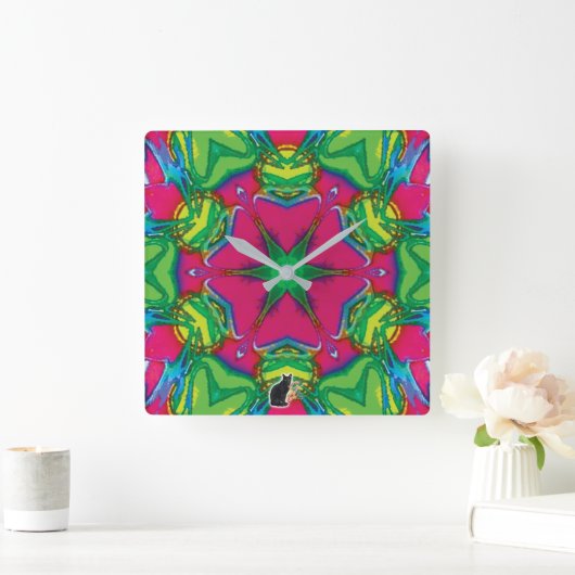 Petals Kaleidoscope Vierkante Klok (Huis)