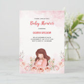 Petals of Joy: roze bloemportret Baby shower Kaart (Staand voorkant)