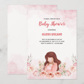 Petals of Joy: roze bloemportret Baby shower Kaart (Voorkant / Achterkant)