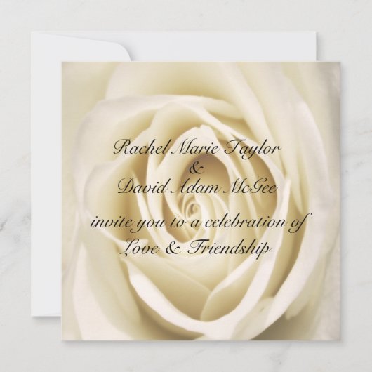 Petals of Love, White, Wedding Invitation Kaart (Voorkant)