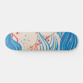 Petals op Waves Japans Retropatroon Persoonlijk Skateboard (Horizontaal)