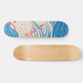 Petals op Waves Japans Retropatroon Persoonlijk Skateboard (Horizontaal)