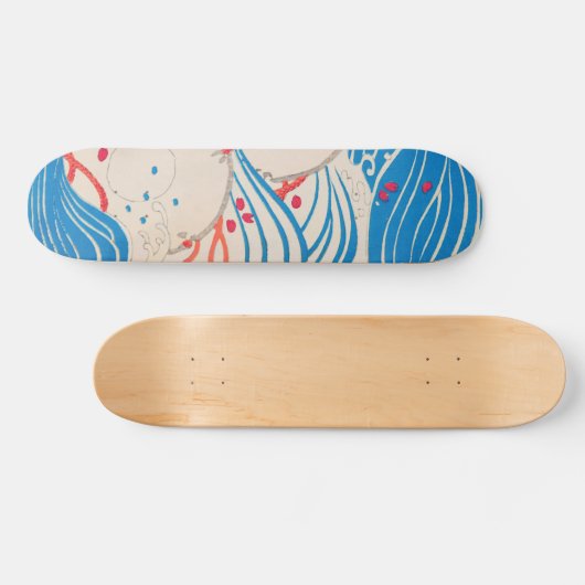 Petals op Waves Japans Retropatroon Persoonlijk Skateboard (Horizontaal)