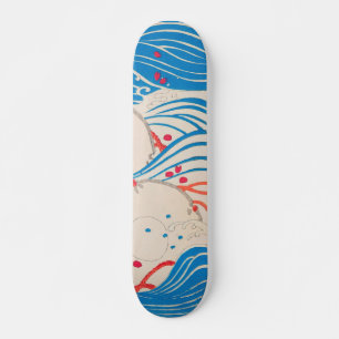 Petals op Waves Japans Retropatroon Persoonlijk Skateboard