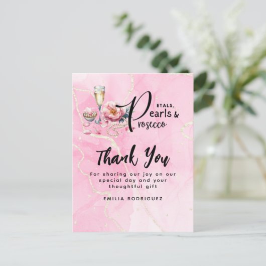 Petals Parels Prosecco gunstiger Vrijgezellenfeest Briefkaart (Staand voorkant)