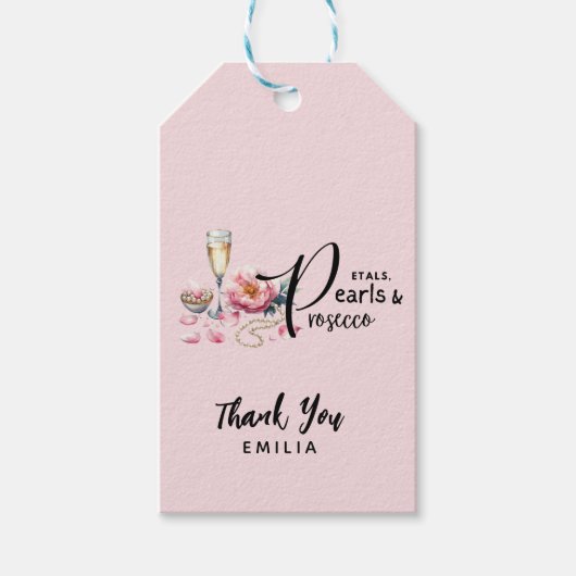 Petals Parels Prosecco gunstiger Vrijgezellenfeest Cadeaulabel (Voorkant)