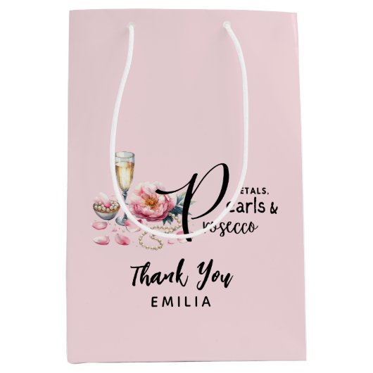 Petals Parels Prosecco gunstiger Vrijgezellenfeest Medium Cadeauzakje (Voorkant)
