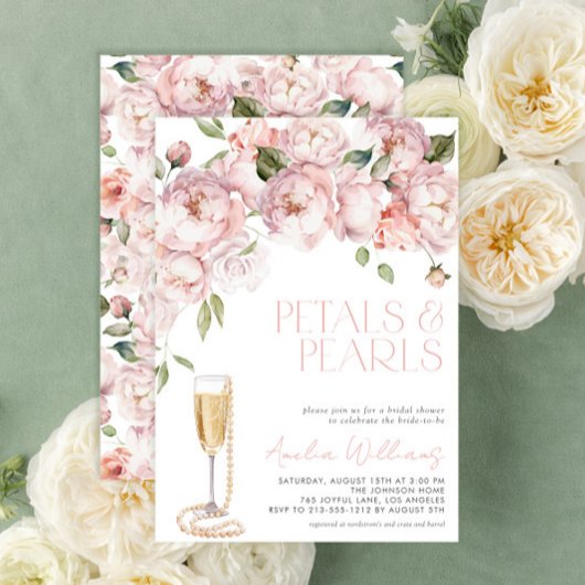 Petals & Pearls Modern Roze Bloemen Vrijgezellenfe Kaart