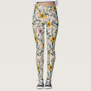Petals & Pizzazz: een lente bloemenpatroon Leggings