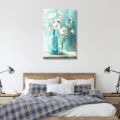 Petals & Porselein: Boerderij Roos Vaas Waterverf Canvas Afdruk (Insitu (Slaapkamer))