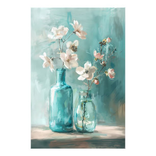 Petals & Porselein: Boerderij Roos Vaas Waterverf Foto Afdruk