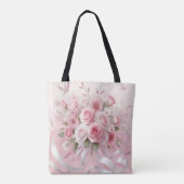 Petals & Promises: Een rozeachtig Rozen Vrijgezell Tote Bag (Achterkant)