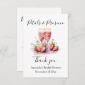 Petals & Prosecco Aardbei Bloem Bruidsfeest  Bedankkaart (Voorkant / Achterkant)